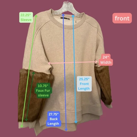 ⭐️ Elie Tahari Chante Knit Sweatshirt with Faux Fur Sleeves - Size Medium - NWOT - Picture 2 of 7